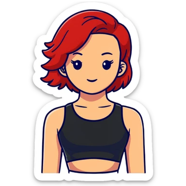 red-haired girl in a crop top sticker