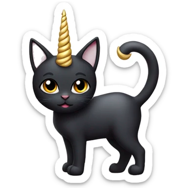 black cat as a unicorn sticker