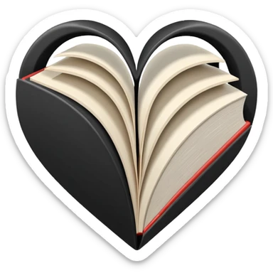  black and white heart + books sticker