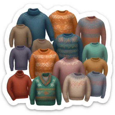 Pile of cozy winter sweaters sticker