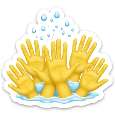 washing four yellow hands sticker