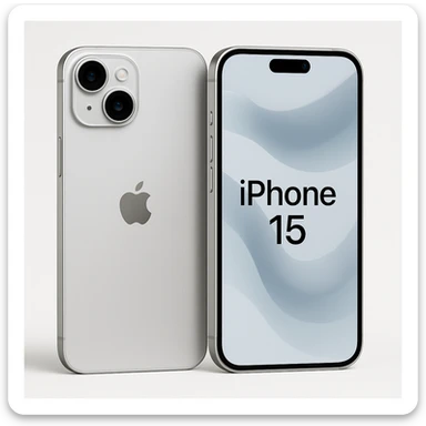 realistic detailed modern silver iPhone 15 on white background sticker