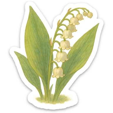 lily of the valley flower, natural colors, soft, fairy-like atmosphere, no background, square size sticker