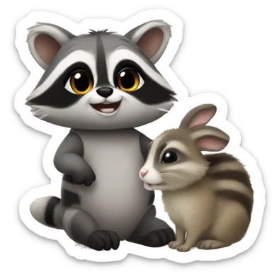 Raccoon and bunny baby sticker