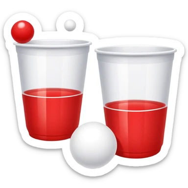 beer pong with a couple cups and white ping pong balls sticker