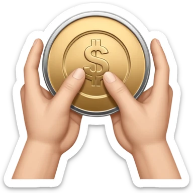 two hands passing a coin, no text sticker