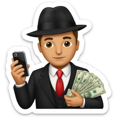 Mafia boss holding money and phone sticker