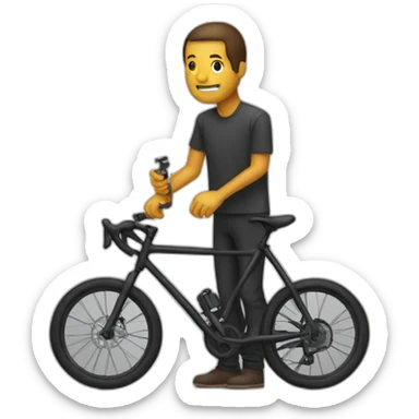 Guy touching Bike silencer sticker