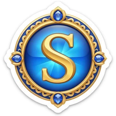 Create a custom emoji badge featuring a stylized letter “S”. Style it after the Challenger rank from League of Legends. Use gold & sapphire blue colors, radiant glow effects, and a majestic, high-prestige frame.
 sticker