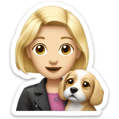 Blonde petting little dog sticker