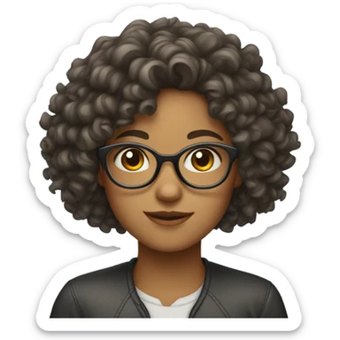 Curly hair girl with glasses sticker