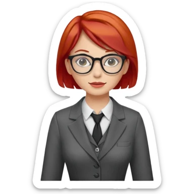 tailor woman with red hair and glasses sticker