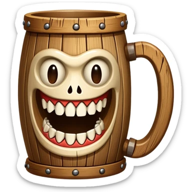 tavern mug with mimic teeth with the theme of the tipsy mimic tavern sticker