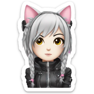 Edgy Cartoon Anime Punk Techwear Catgirl sticker