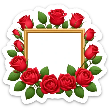 Highly detailed Delicate red rosebuds around the outline of photo frame sticker