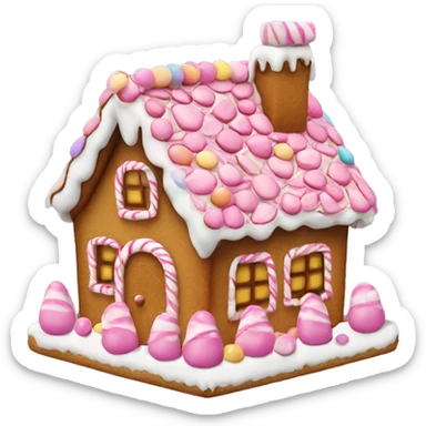 Gingerbread house with pink gumdrops sticker