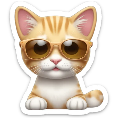Very cute kitten with sunglasses sunbathing sticker