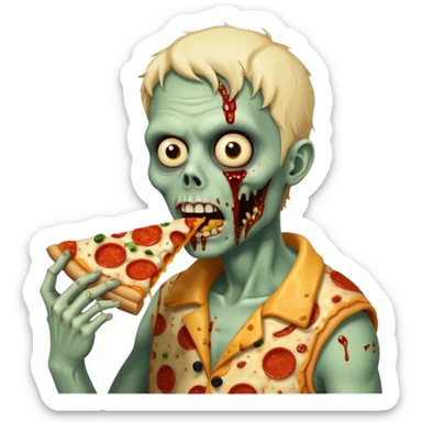 zombie eating pizza slice sticker