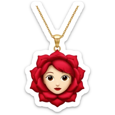  Realistic deep red rose head charm, 14k sparkling Gold necklace sticker