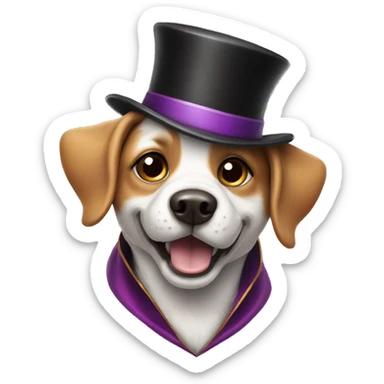  A dog wearing a magician's hat and performing a magic trick. sticker