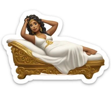 Latina female goddess lying on serving platter sticker