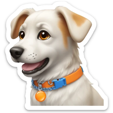 cute dog with blue collar with orange pendant from another perspective sticker