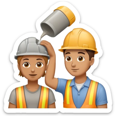 Construction guy pouring cement on someone’s head sticker