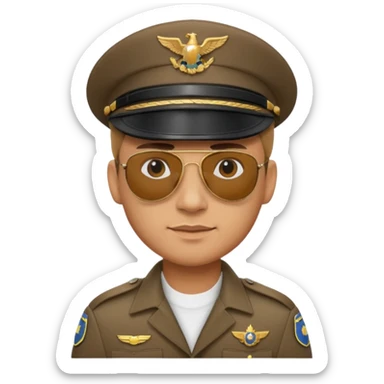 Officer with peaked cap + aviator sunglasses sticker