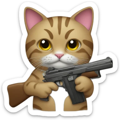 CAT with a gun emoji sticker