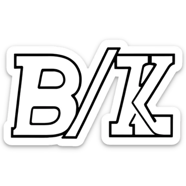 letters BLK black font with silver outline sticker