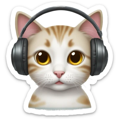 cute cat wearing headphone sticker