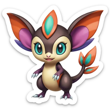 Shiny Cute Realistic Exotic Colorful Meloetta-Noivern-Stitch-Fakémon-creature-hybrid sticker