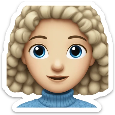 white brunette girl wearing sweater with blue eyes sticker