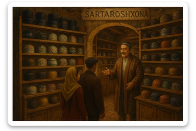 Sartaroshxonaga kirib kelayotgan mijozlar sticker