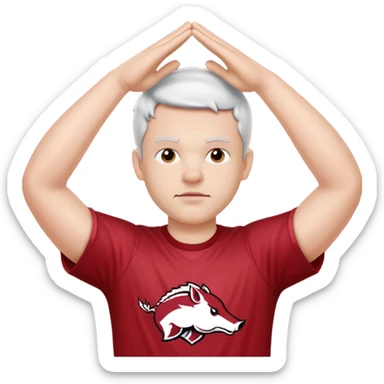 Arkansas razorbacks fan with hands raised over head sticker
