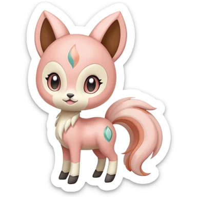Pastel Pink-Peach Soft-Cream Rosy-Glossed Cute Round Meloetta-Trico-hybrid-animal-creature (full body) sticker