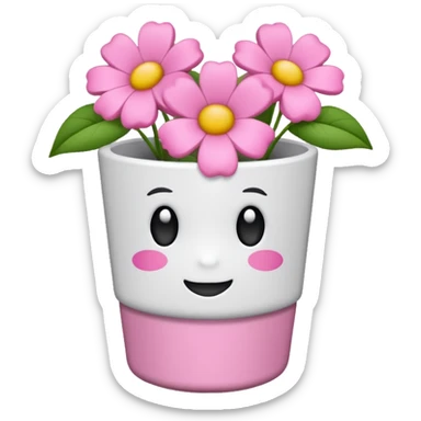 vaso branco com laço rosa sem flores sticker