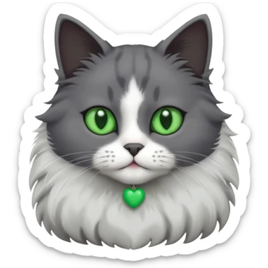 one dark grey and white cat and one completely solid dark grey cat with green eyes and only white paws sticker