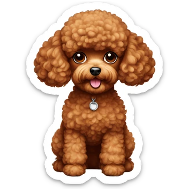 Red toy poodle with white chin sticker
