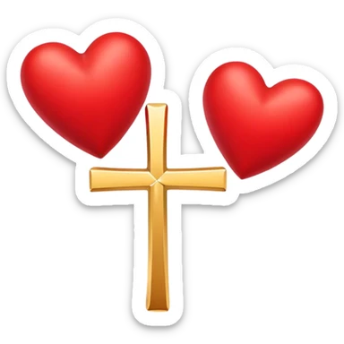 Two red  hearts connected by one simple gold cross  sticker