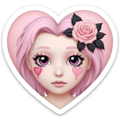 pastel goth heart with pastel rose sticker