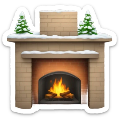 Fireplace full of snow sticker
