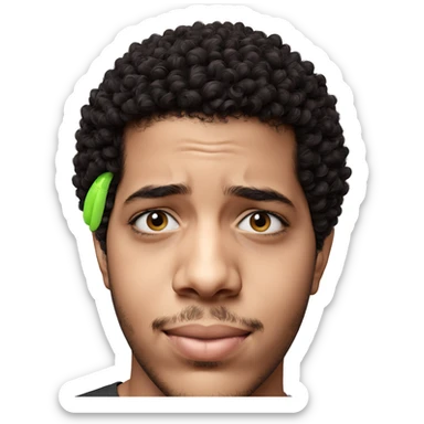 smiling boy with afro hairstyle sticker