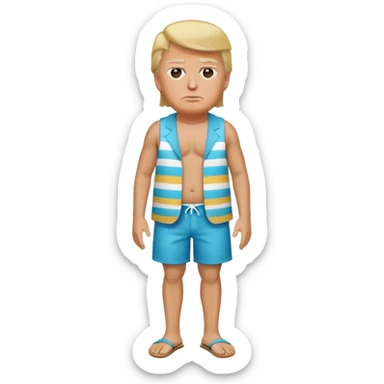 full body Trump standing in beach outfit sticker