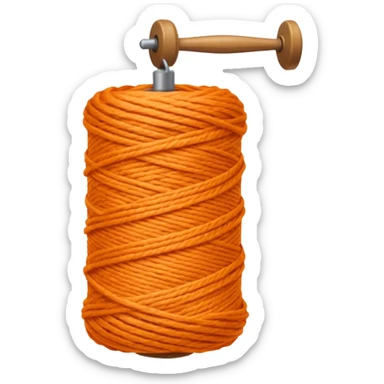 orange yarn on a bobbin sticker
