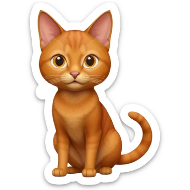 A 3D cartoon Abyssinian cat with orange-ginger coat, detailed fur texture, energetic pose, bright studio lighting, Memoji-style. sticker