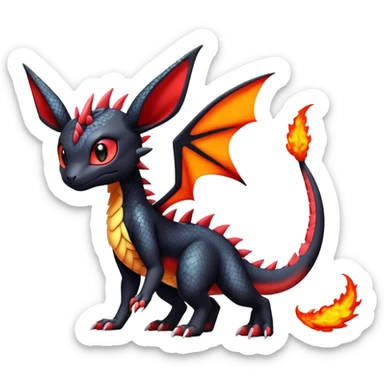 Cute Exotic Colorful Guilmon-Salandit-Umbreon-Fakémon-hybrid-creature (full body)  sticker