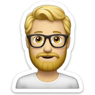 blonde bearded designer with glasses and a mac sticker