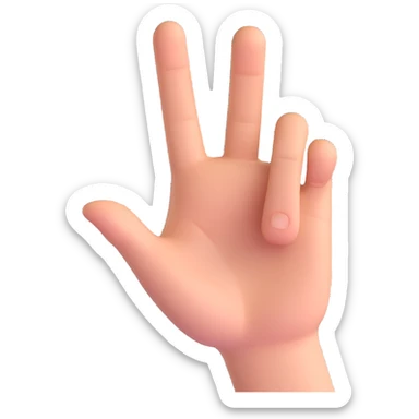 3D emoji style hand gesture with the fourth finger (ring finger) hidden sticker