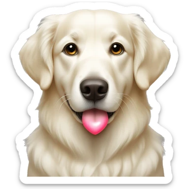 White golden retriever with heart  sticker